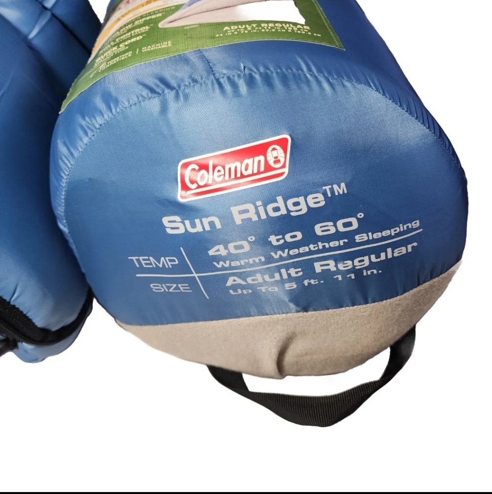 NEW Coleman Sleeping Bag Sun Ridge Adult Regular Durable Portable Comfort 40-60° - Picture 9 of 9